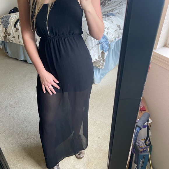 Black mesh maxi dress - Picture 3 of 5